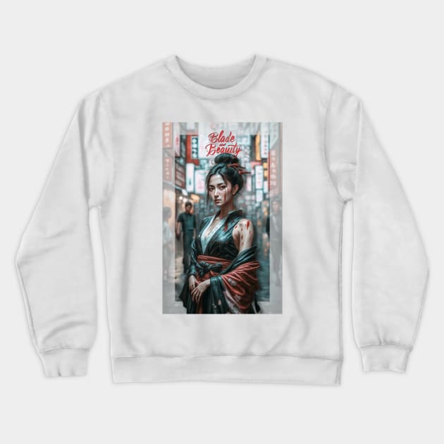 Proud Warrior: Resilient Japanese Woman Crewneck Sweatshirt by ALM Artbox